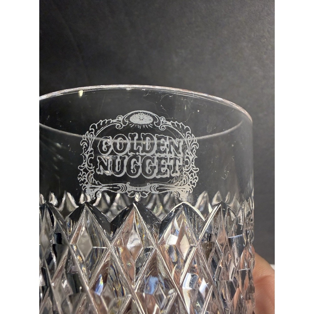Vintage Crystal Double Old Fashioned Glasses Set of 3 Gold Nugget Barware